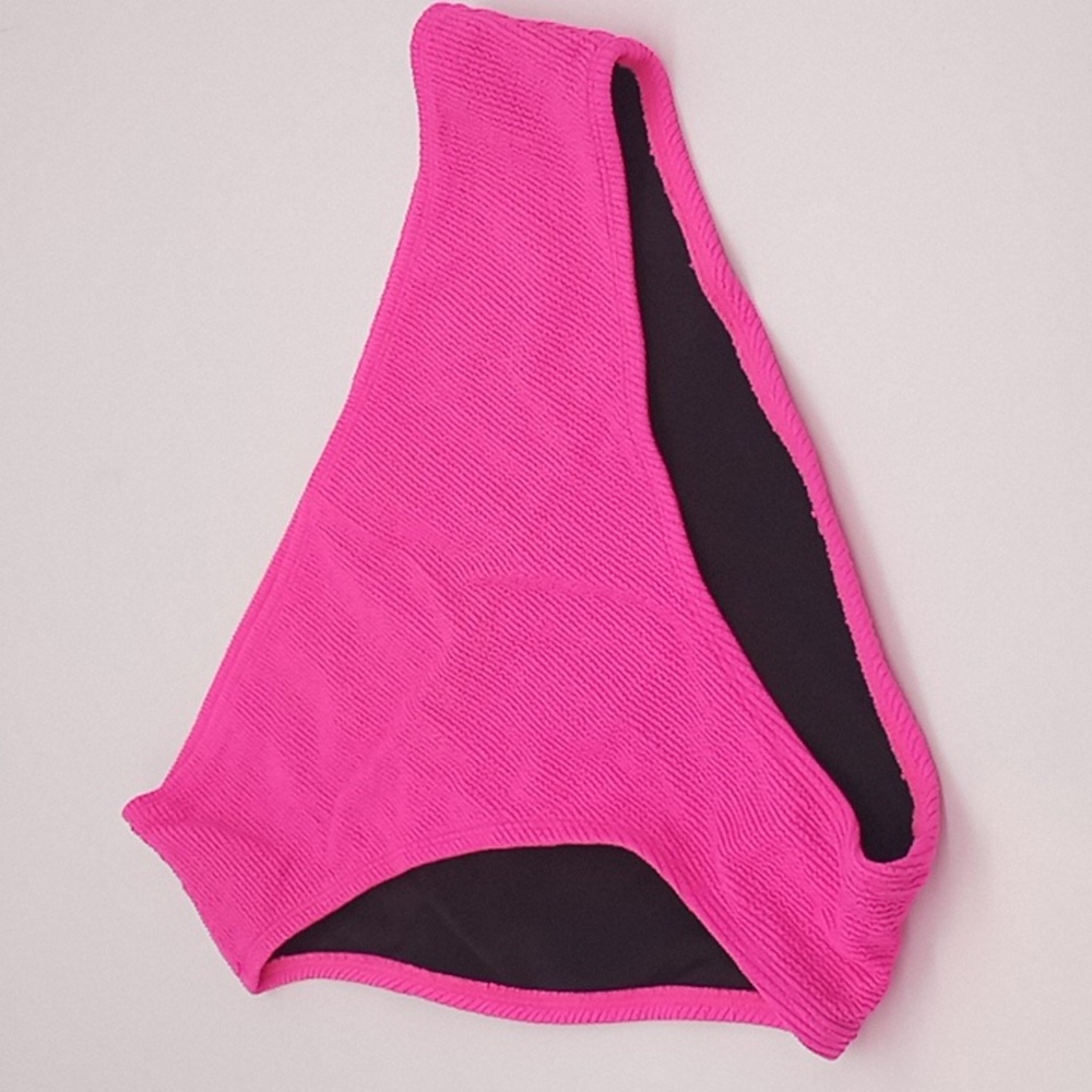 DKNY Crinkle High Waist Bikini Bottom Hot Pink XL